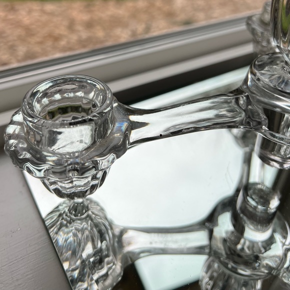 1950’s Candle Holder Vintage Crystal Glass Candleabra Gift Stackable Cambridge - Picture 7 of 8